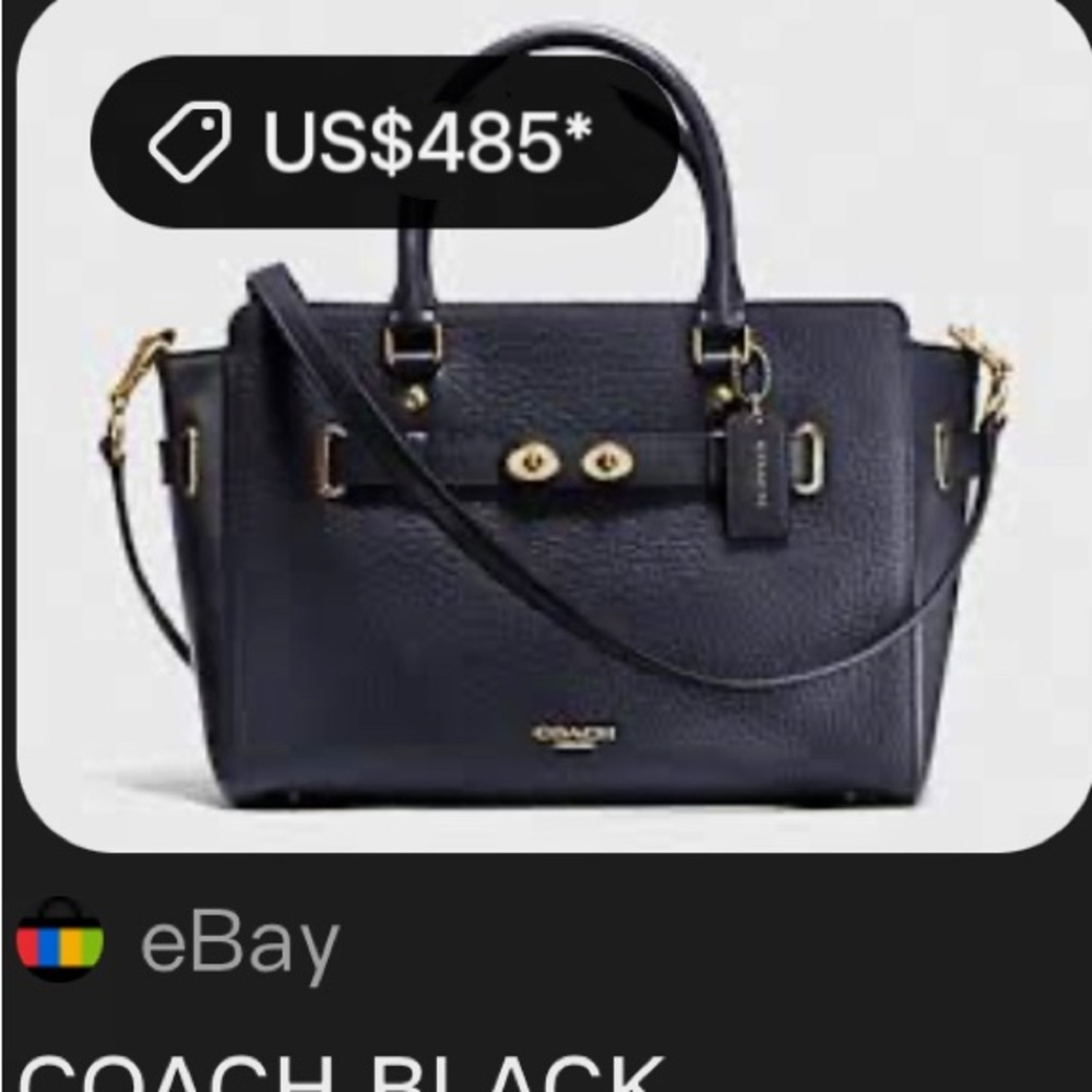 COACH soho Black Leather Carryall crossbody bag Satchel with Red Cherry Charm - Picture 4 of 17